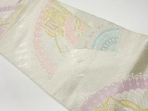 リサイクル　扇に御所車模様織出し袋帯